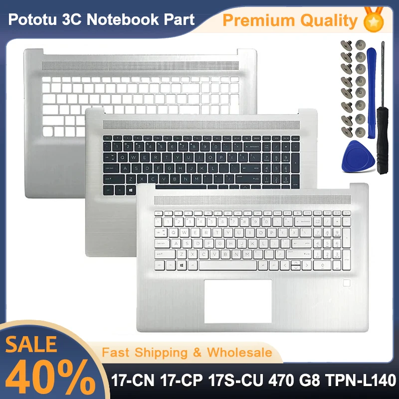

New for 17-CN 17-CP 17S-CU 470 G8 TPN-L140 Laptop Palmrest with Backlit Keyboard Upper Cover Top Case Replacement M50458-001