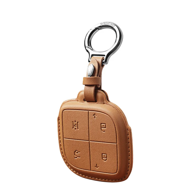 حافظة مفاتيح السيارة الجلدية لـ LYNK & CO 08 2023 2024 3 4 أزرار حقيبة سلسلة مفاتيح قذيفة غطاء للحماية عن بعد اكسسوارات السيارات #5