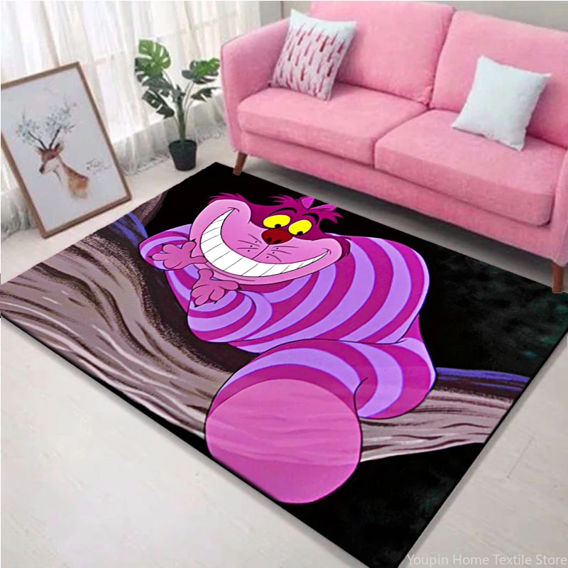 Disney Cheshire Cat 3D Printing Carpets for Living Room Kitchen Bedroom Bedside Creative Doormat Home Decor Rugs Floor Mat Gifts