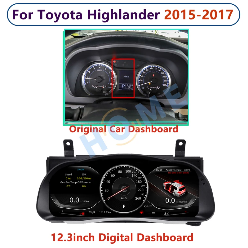 نظام لينكس لوحة القيادة الرقمية لوحة الكريستال السائل عرض سرعة السيارة الجدول عداد السرعة ل. High.er 2015-2020 12.3"