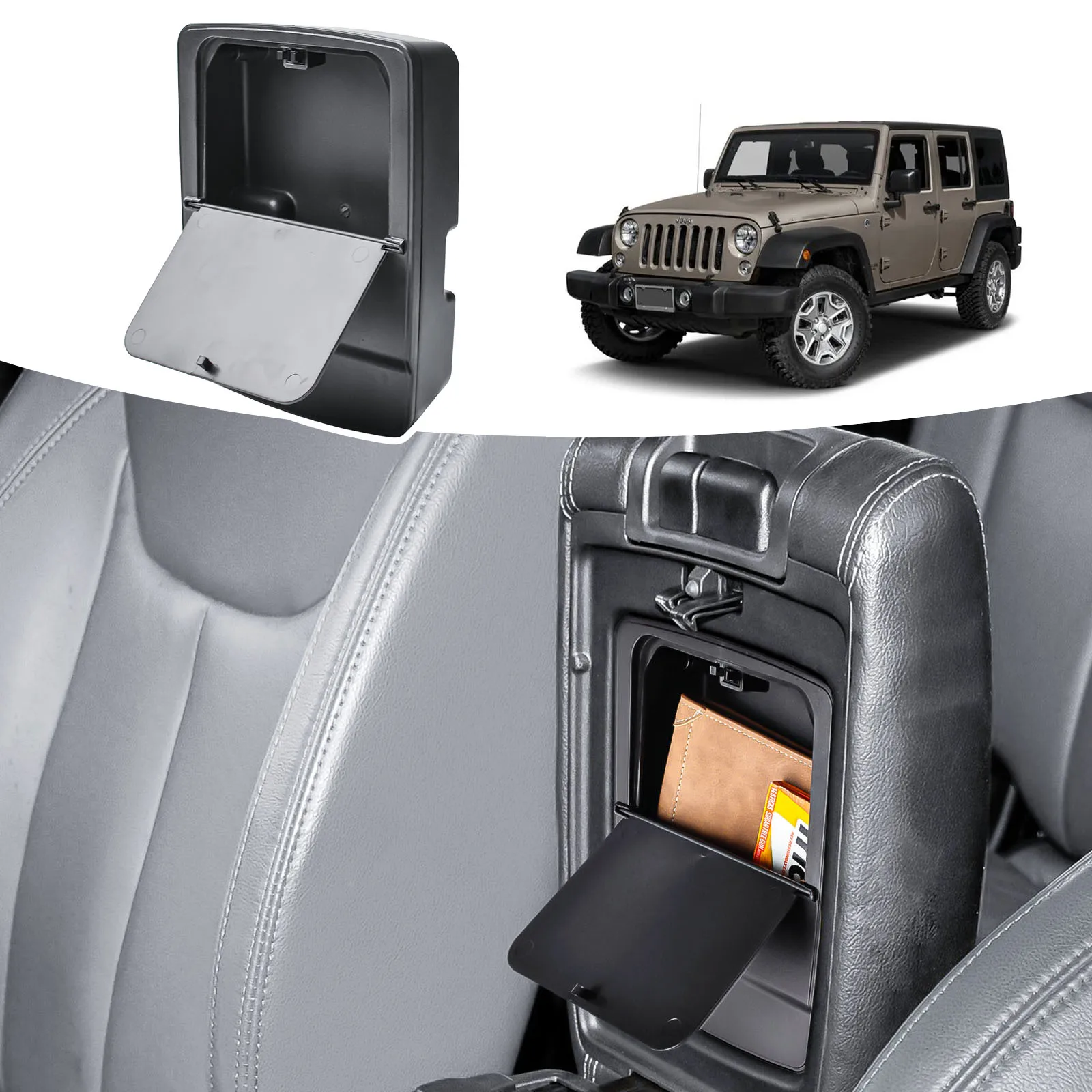 

Armrest Hidden Box Tray for Jeep Wrangler JK/JKU 2011-2016 2017 2018 Center Console Organizer Secret Hidden Interior Accessories
