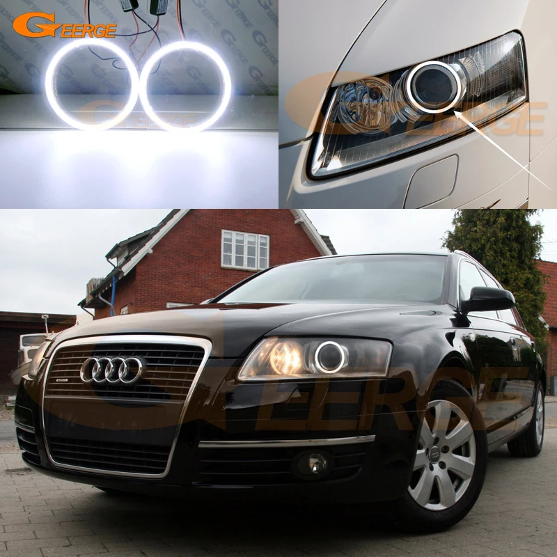 Dla AUDI A6 S6 RS6 C6 2005 2006 2007 2008 2009 2010 2011 doskonała Ultra jasny COB zestaw Led oczy anioła Halo pierścienie światło do jazdy dziennej