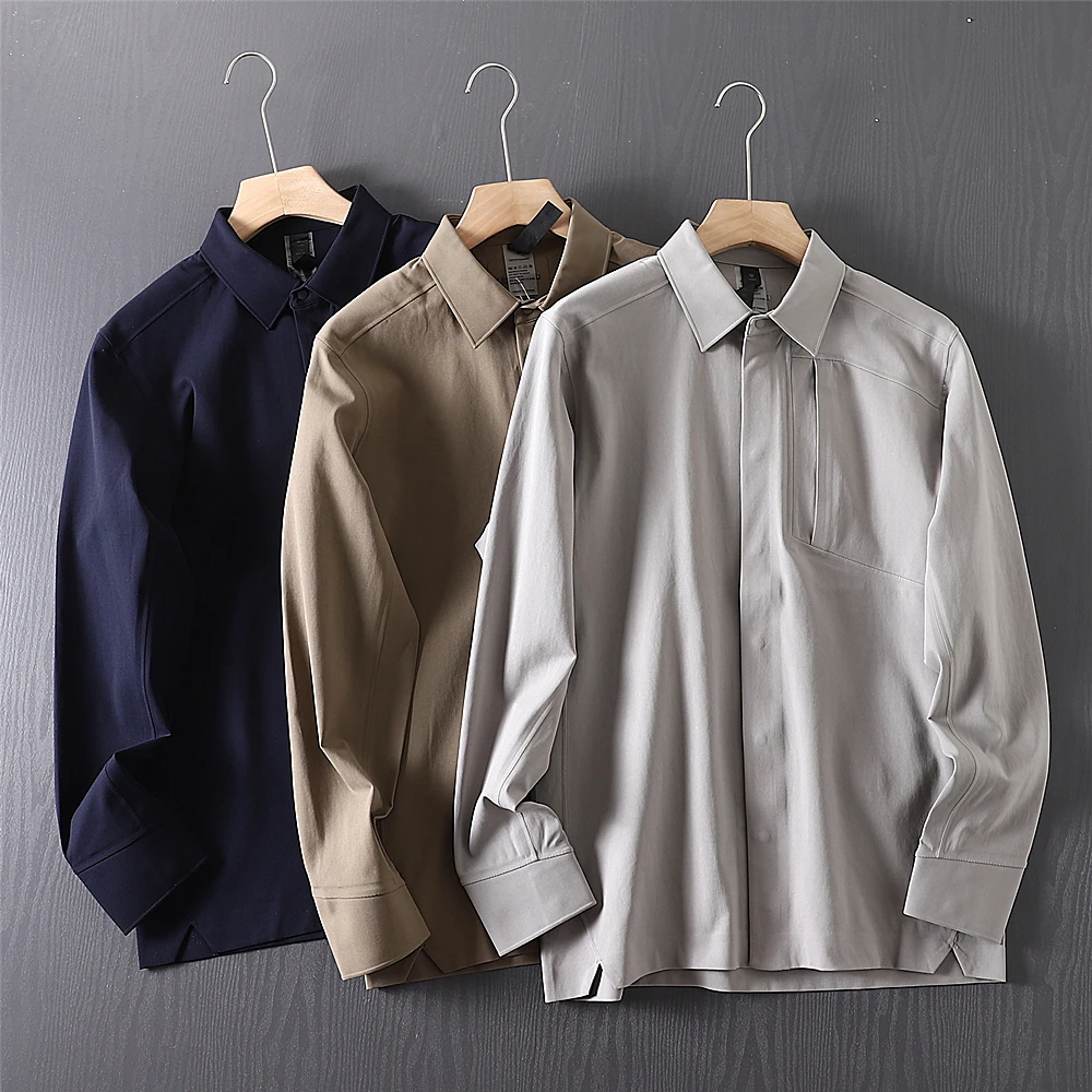 

Men's Casual irt Sle Outdoor Lightweight Breathable Waterproof Spring Autumn Qui Dry Jaet Stand Fit Polyester Fiber