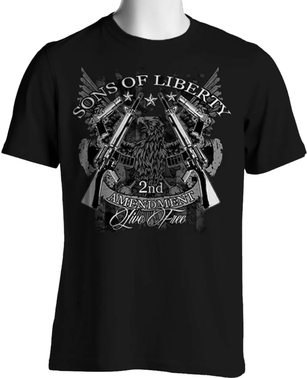 Retro Sons of Liberty Weapons Guns Ammo Tattoo 2nd Amendment T-Shirt 100% Cotton O-Neck Short Sleeve Summer Casual Mens T-shirt