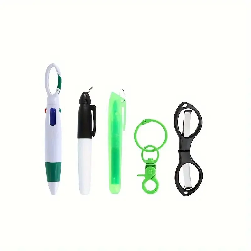 1/2 Set Multifunktions-Schlüsselanhänger-Set für Studenten und Krankenschwestern, aus strapazierfähigem PC-Material, Geschenkidee, enthält Schere, Textmarker, mehrfarbige Stifte und Marker. – Detail 7