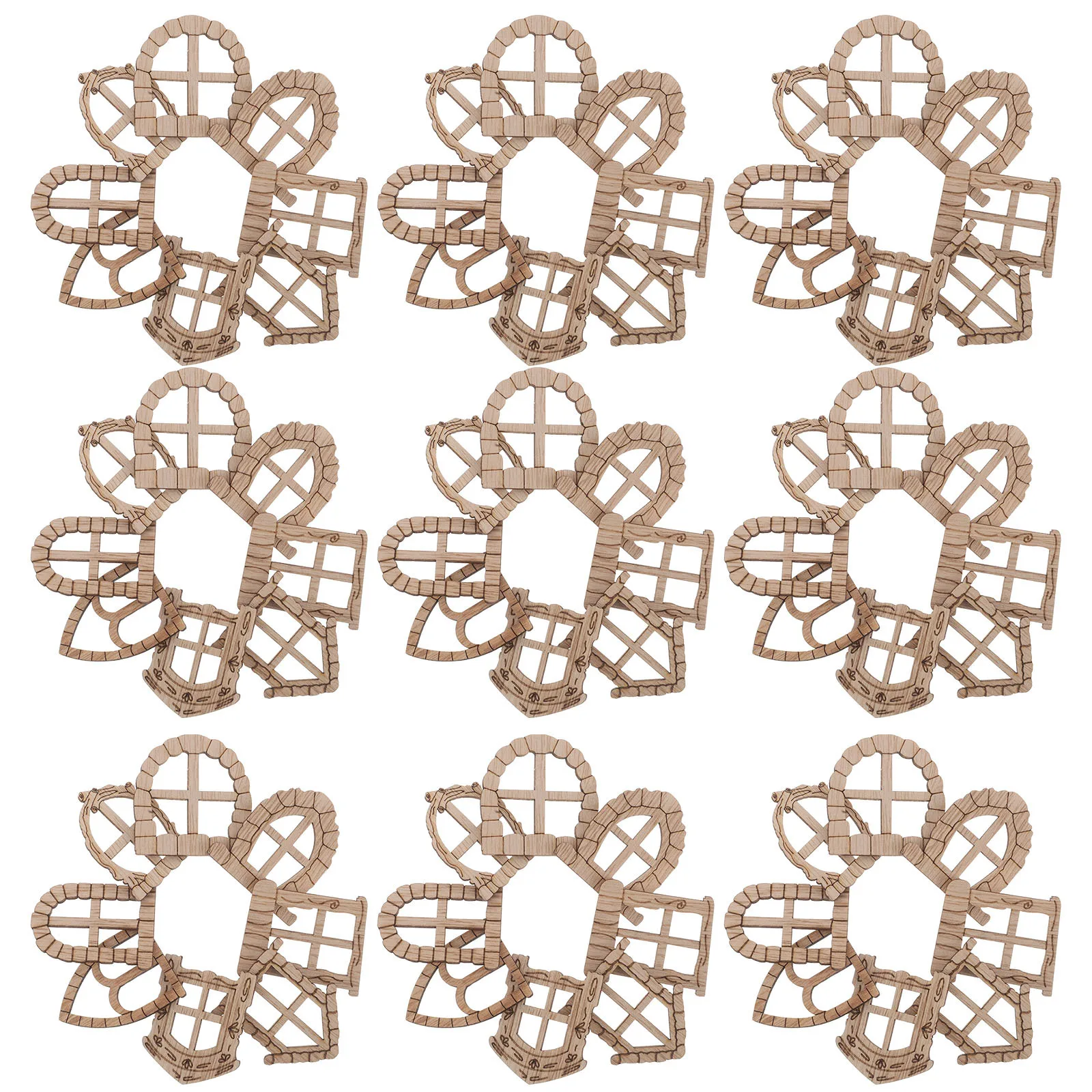 100 szt. Miniaturowe okienka, niedokończone drewniane drzwiczki do bajkowego ogrodu, puste ramki, materiały do majsterkowania, akcesoria do domków i ogrodów dla wróżek.