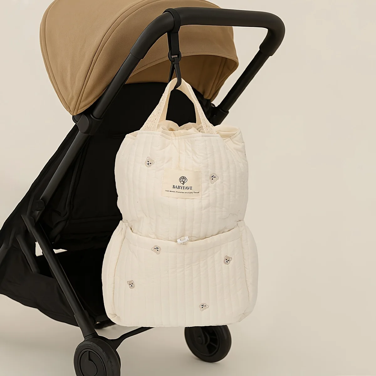 Little Bear Embroidered Baby Diaper Bag Lightweight Practical Mommy Bag Large Capacity Leisure Handbag for Travel Outdoor Gifts