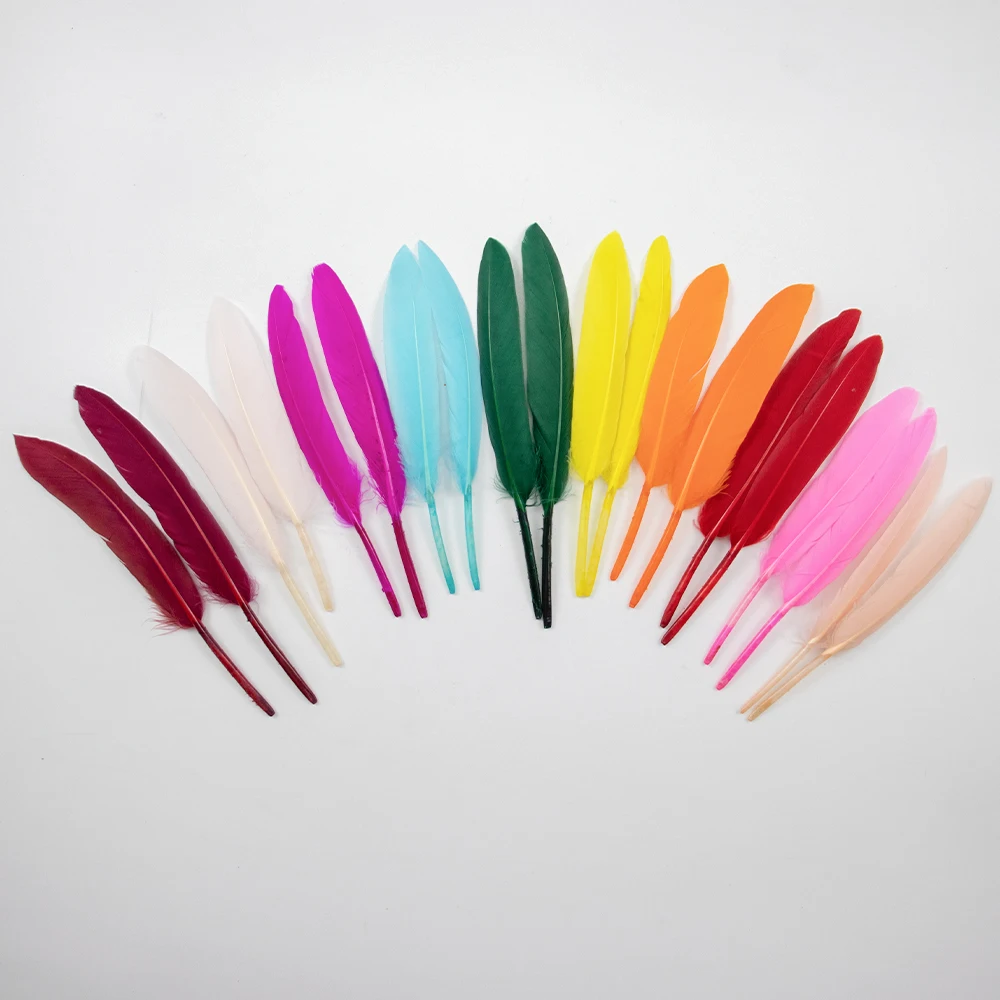 50PCS/Lot Natural Goose feather for Craft 10-15CM Dyed Colorful Goose Feathers Decoration Party Headdress Girls Gifts Box Diy