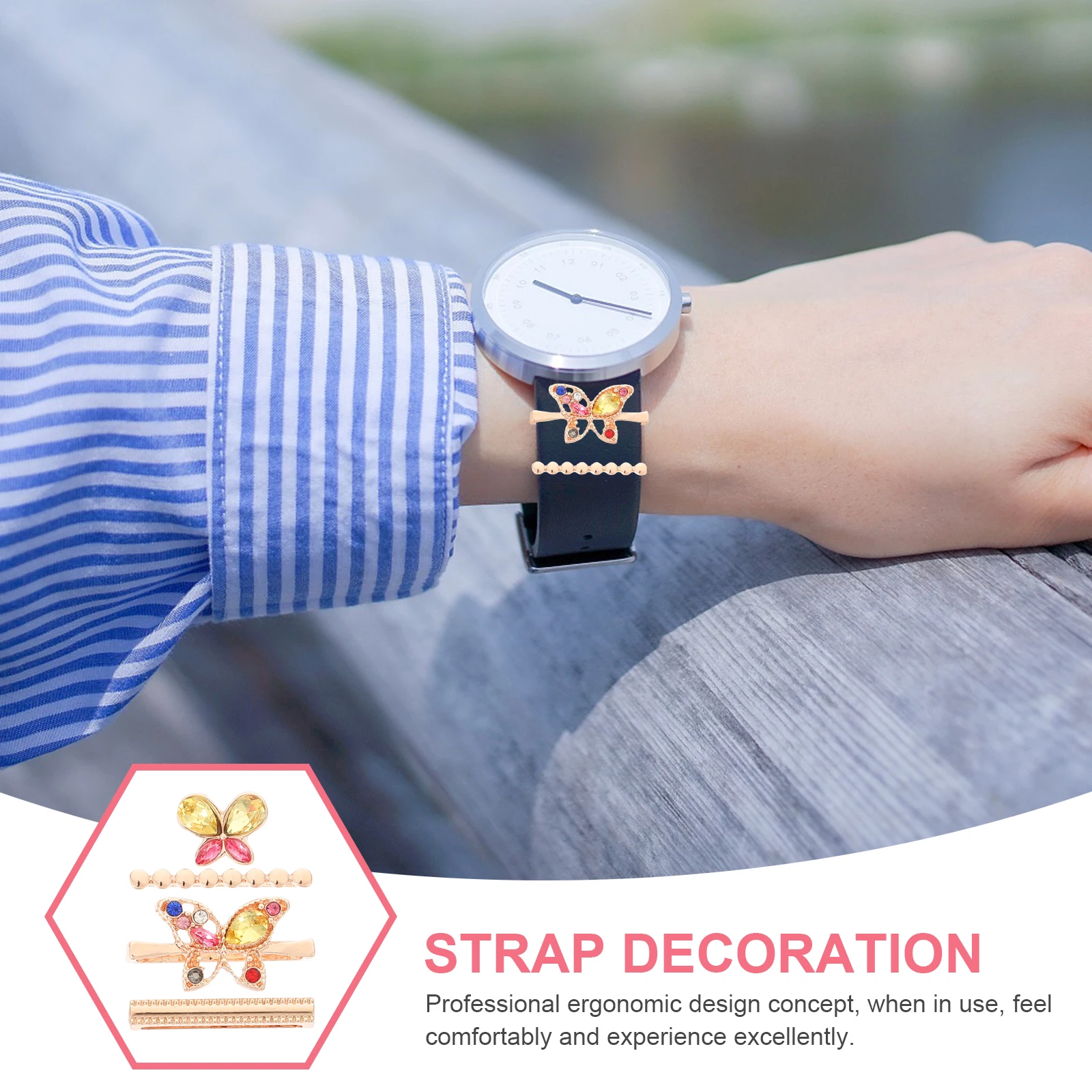 

1 set 1 Set Smartwatch Band Ring Loop Assortment Watch Strap Decoration Compatible With Various Watchbands Alloy Resin Material