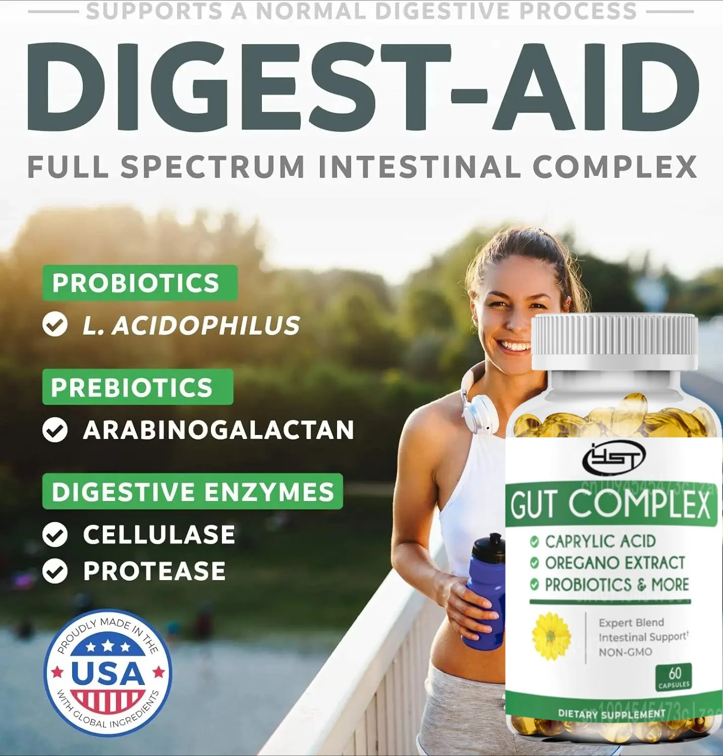 Octanoic Acid, Avocado Oil, and Probiotics Help Maintain Normal Levels of Yeast and Candida - Vegetarian, Intestinal Cleansing