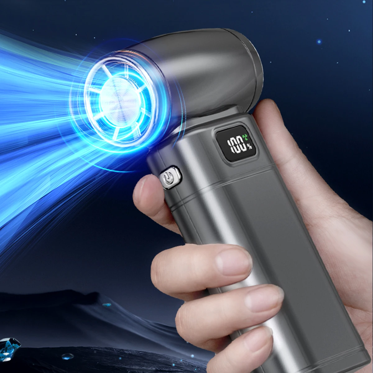 Electric Violent Fan Portable Air Blower Vacuum Dust Cleaner Charging Strong Winds Mini Turbo Jet Fan Brushless Blower Dry LED