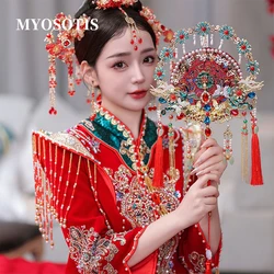 Handmade Red Chinese Wedding Fan Ancient Style Bride Hand Fan Room Decoration Creative Wedding Ceremony Ficial Shade Accessories