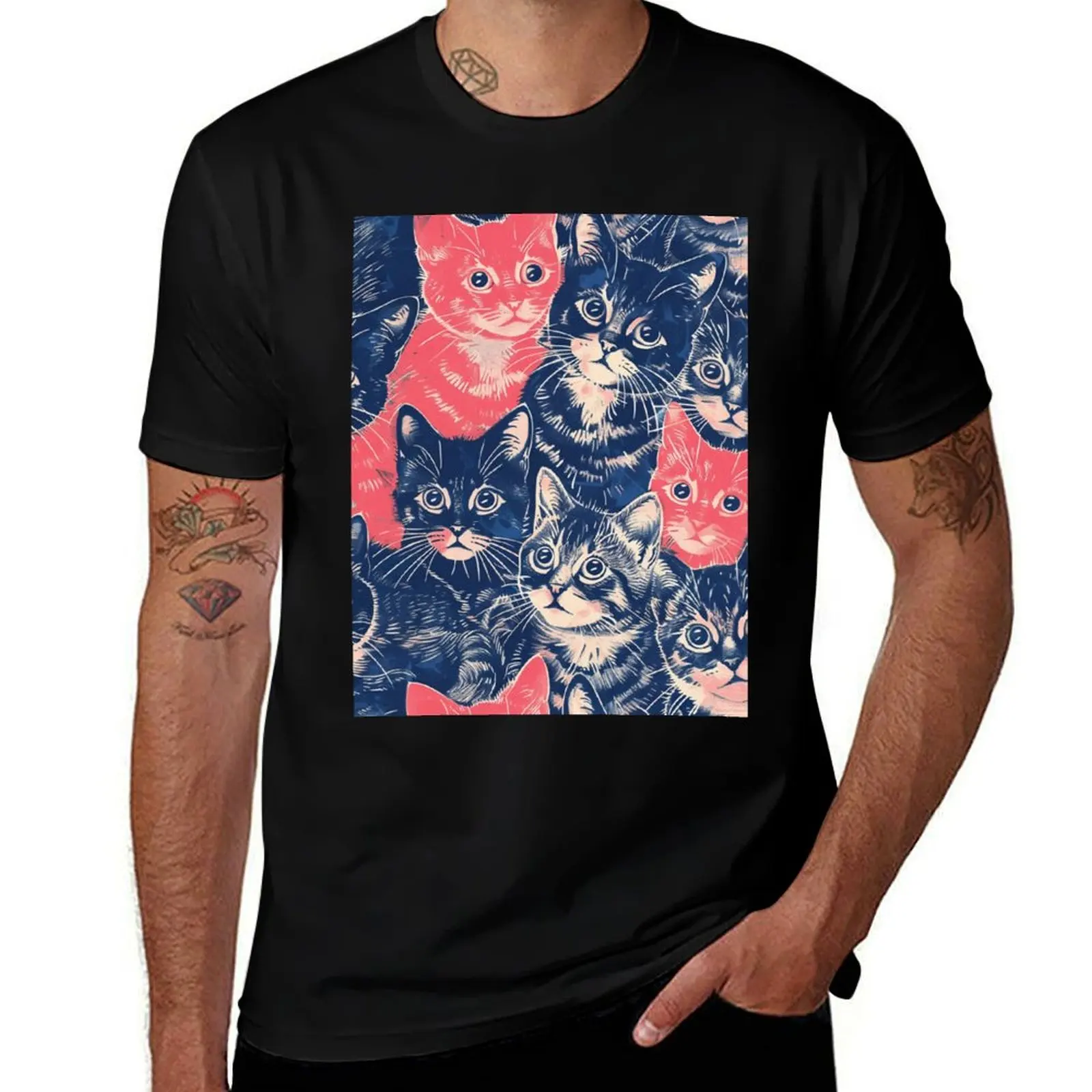 

T-Shirt shirt t shirt man vintage Vintage Funny casual T-Shirt graphic man t summer for Cats shirts Kittens t man Art Cute