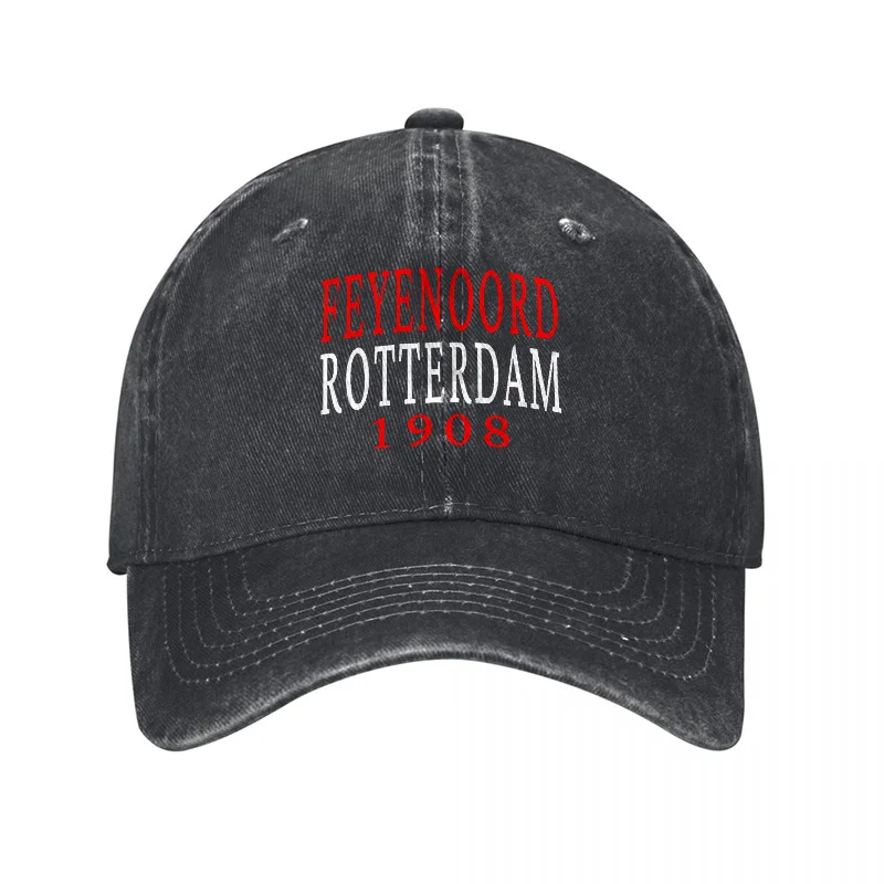 Feyenoord Rotterdam 1908 Gorra de béisbol de lona lavada vintage, estilo deportivo clásico, sombrero ajustable para hombres y mujeres