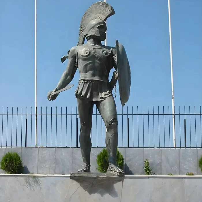 Custom Metal Art Figure Sculpture Bronze Brass Roman Soldier Warrior Shield Knight armor Statue Garden Decoration