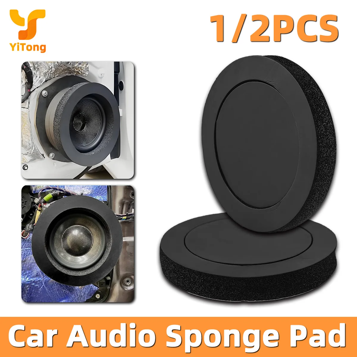 Yitong 1/2PCS Car Speaker Ring Sound Insulation Sponge Pad Shock Absorption And Noise Reduction Car Audio Stereo Accessories