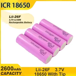 For Samsung 18650 26F Batteries Rechargeable Li-ion Battery 2600mAh ICR18650 3.7V ICR18650  For Flashlight use