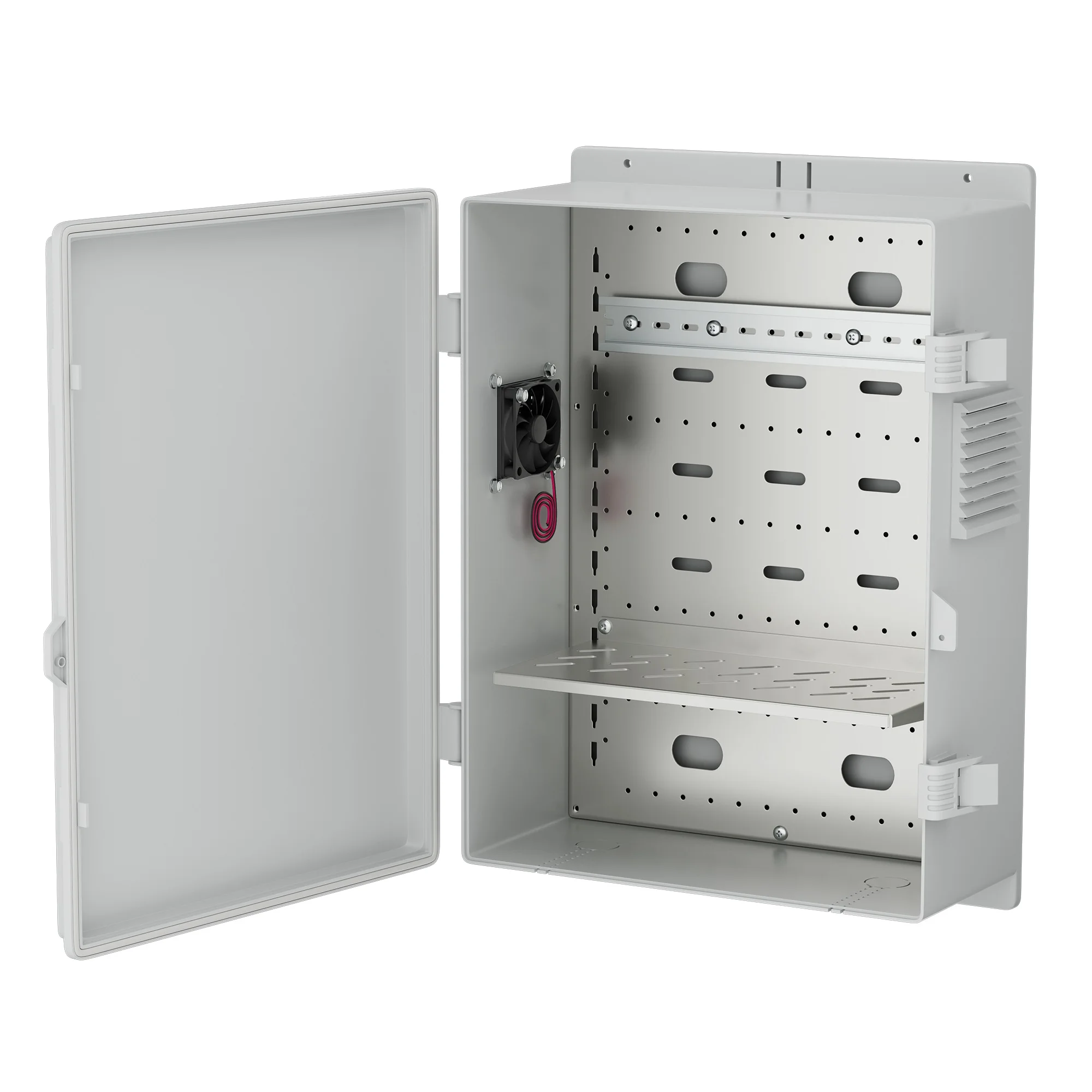 White 460X320X160MM Waterproof Plastic Electronic Junction Box ABS Outdoor IP54 Box Cables Waterproof With Heat Dissipation Fan