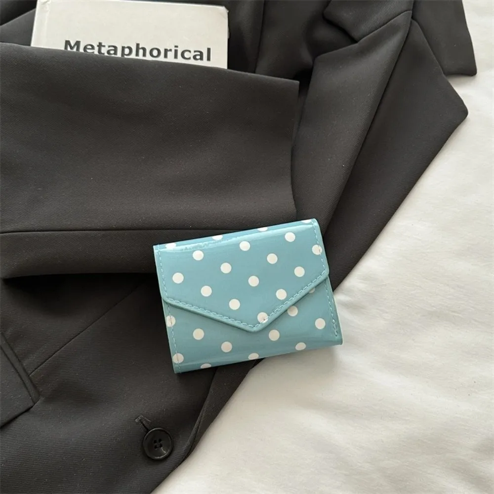 Compact Polka Dot Wallet Multiple Slots Smooth Surface Coin Clutch Purse Mini Size Wear Resistant Women's Card Holder Travel