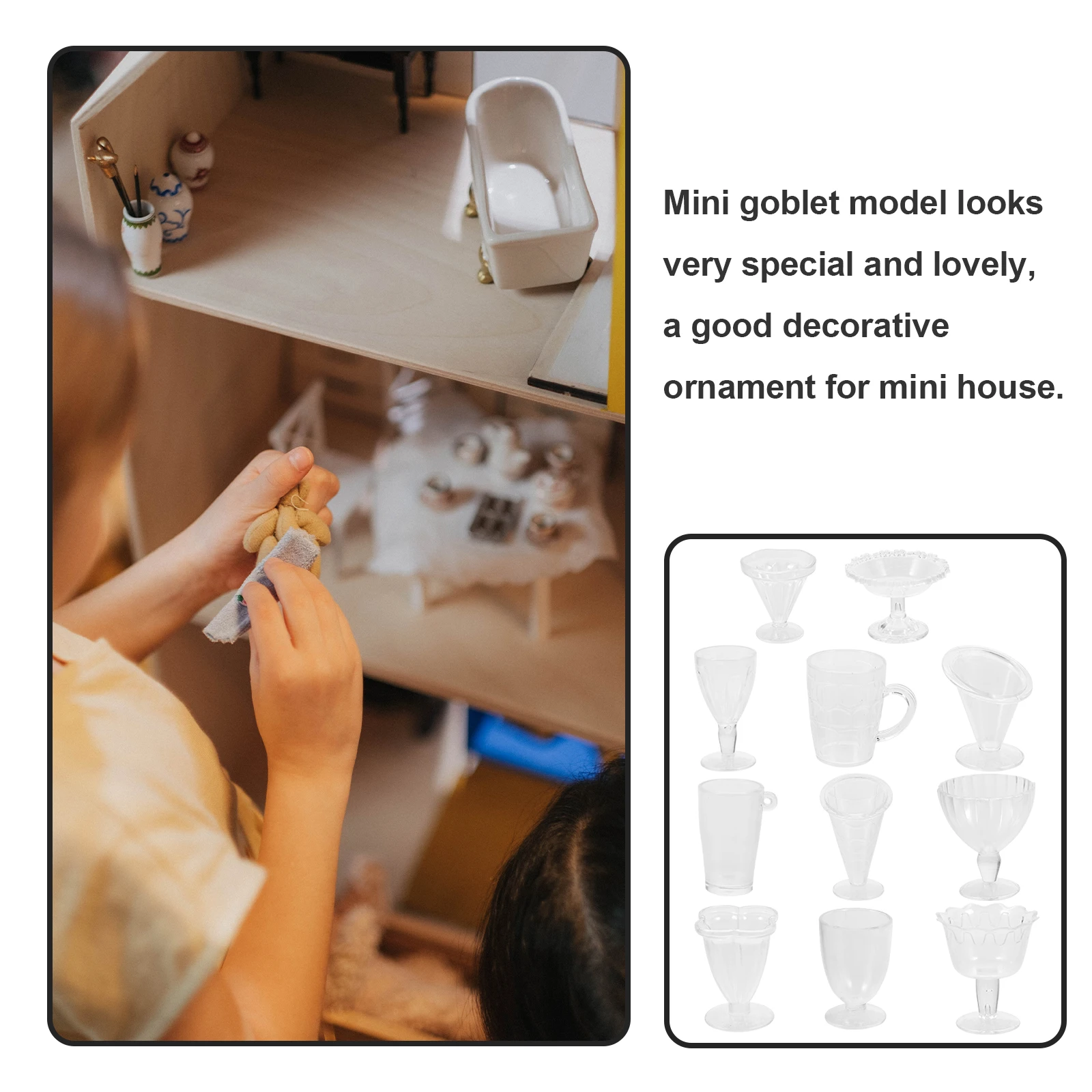 5-zakken gesimuleerde transparante kop koffie miniatuur espressokopjes mokken speelgoedhuismodellen water