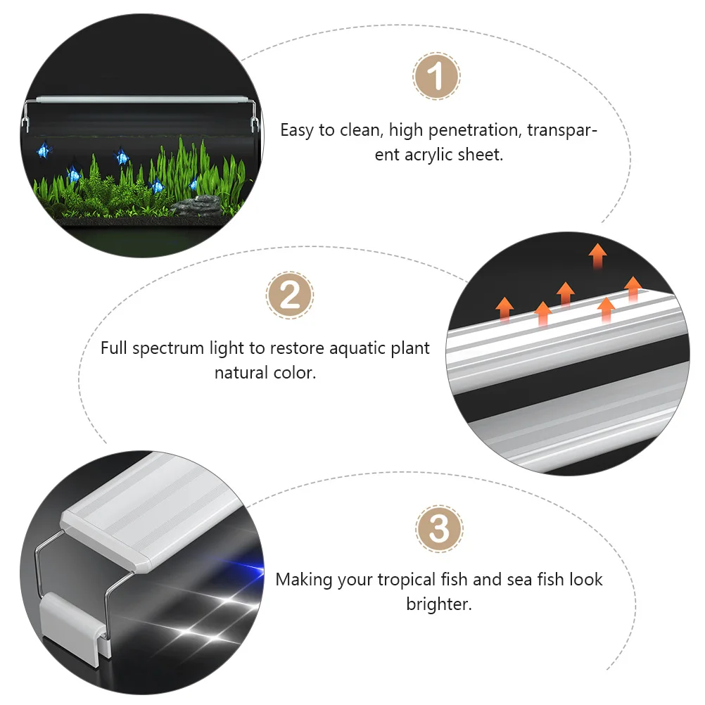 

Aquarium St Light Transparent Acrylic Sheet Easy Clean High Penetration Full LED Fish Tank Bracket White Aquatic Plant