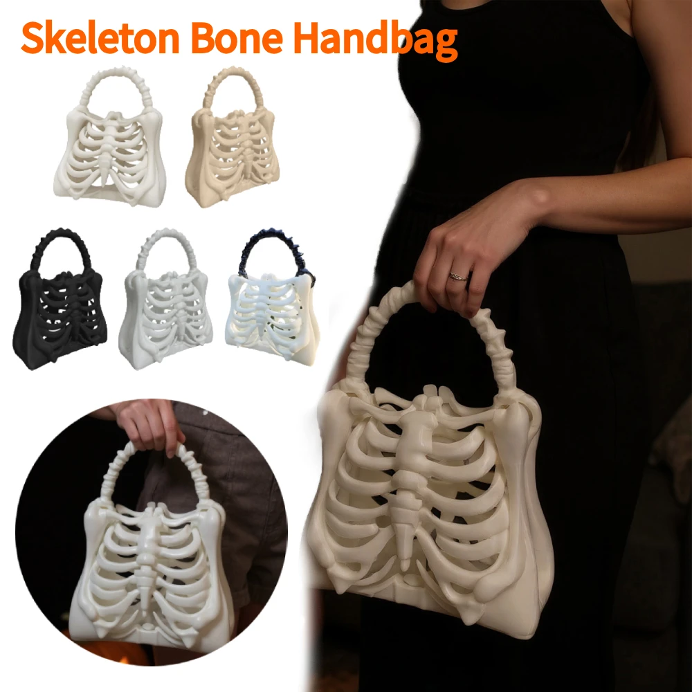 

3D Printed Gothic Rib Cage Shape Purse Unique Halloween Party Clutch Bag Halloween Skull Bag for Women