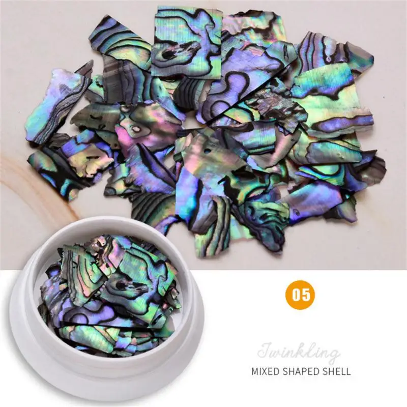 Nail Art Dekoration unregelmäßige natürliche Abalone Muschel stücke Deko Teile Schalentiere Fragmente blinken Nagel Maniküre Kies Flocken