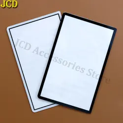 JCD Plastic & Glass Upper Front Top Screen Frame Lens Cover For New 3DS Black White LCD Screen Protector Panel w/ adhesive