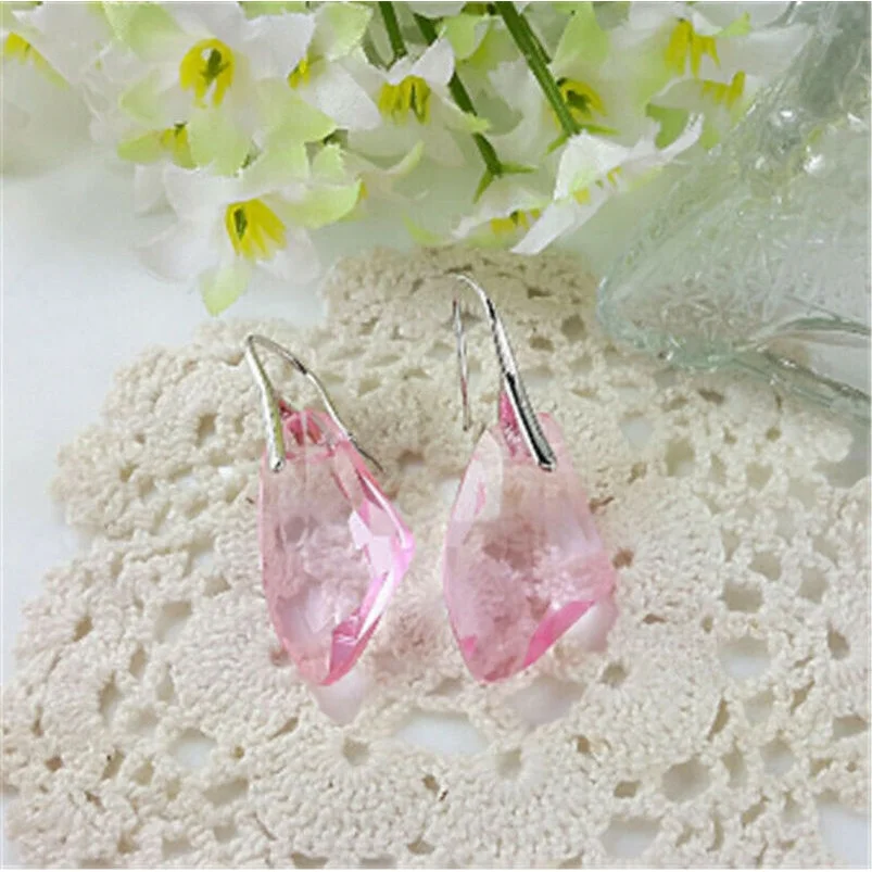 Women's Silver multicolor Crystal Tear Drop Hook Pendant earrings for women Jewelry Gift