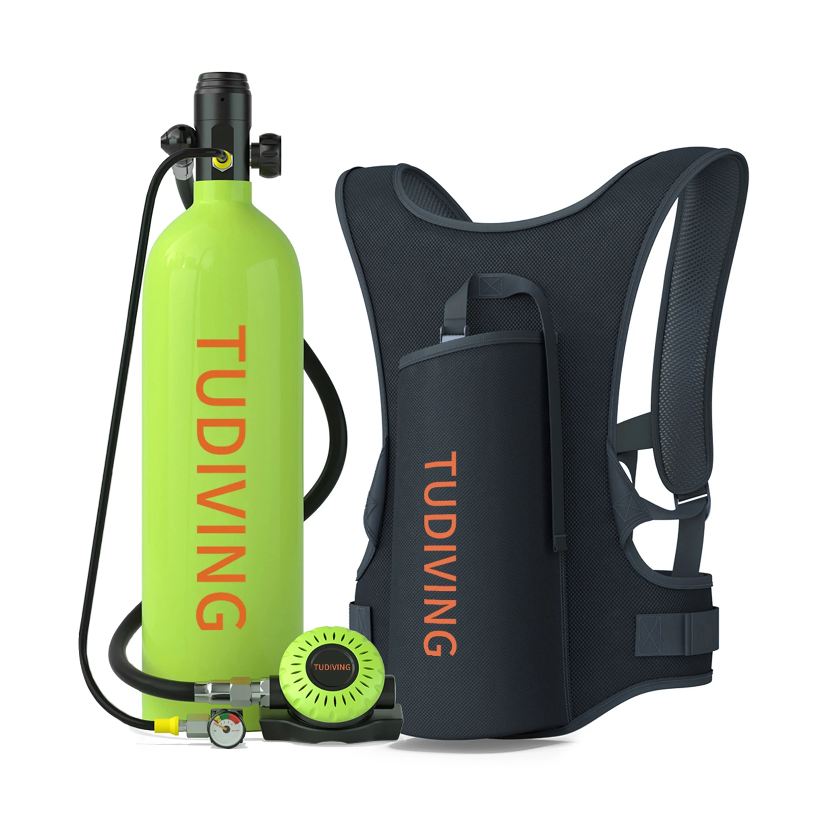 TUDIVING-2L Mini bombola per immersioni subacquee Supporto per respiro da 30-45 minuti, bombola per immersioni subacquee portatile, bombola per immersioni riutilizzabile