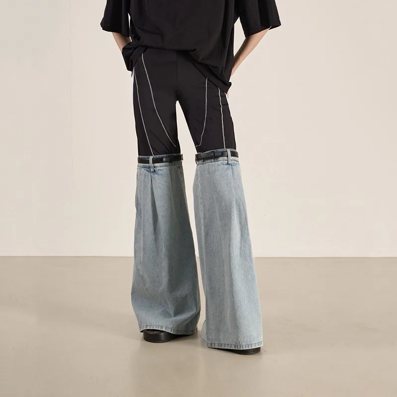 Patchwork Straigt Jeans Women Denim Pants Hipster Luxury Brand Contrast Color Original Wide Leg Trousers Streetwear Outfits Chic