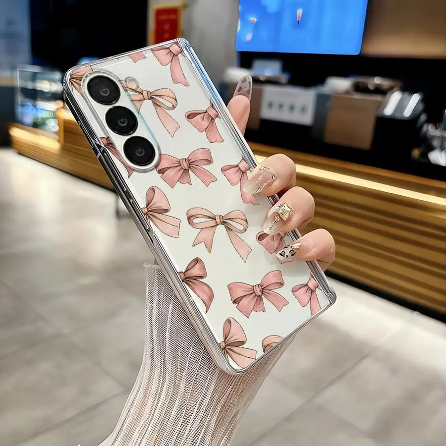 Cute Pink Bow Case for Samsung Galaxy ZFold5 ZFold4 ZFold3 Z Fold 7 6 5 4 3 ZFold6 ZFold7 Back Phone Cover