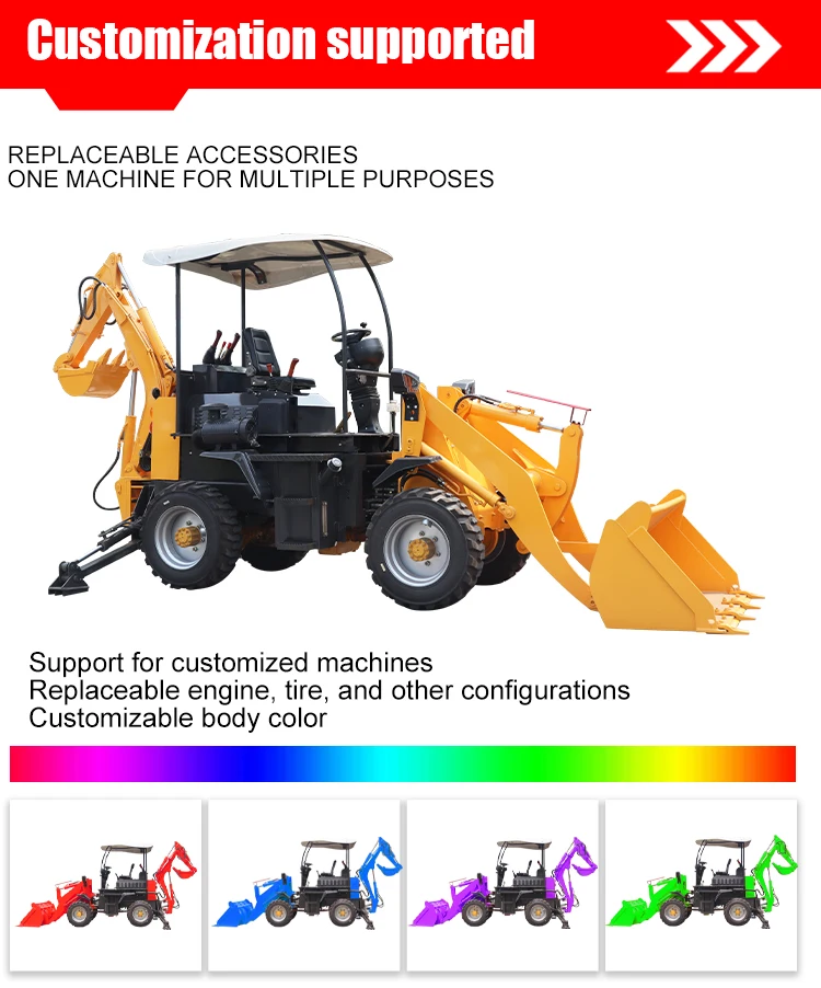 Baggerlader 4WD Euro5 EPA CE Hydraulische Multifunktionale Vorder- und Hinterbaggermaschine Landwirtschafts-, Bau- und Landschaftsbauausrüstung – Detail 3