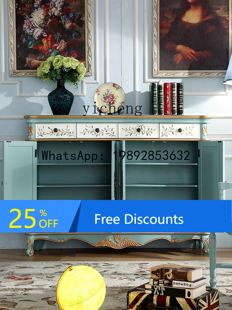 

LYY винтажный расписный шкафчик с двойной дверью для прихожей, шкаф для обуви, шкаф для прихожей из цельного дерева