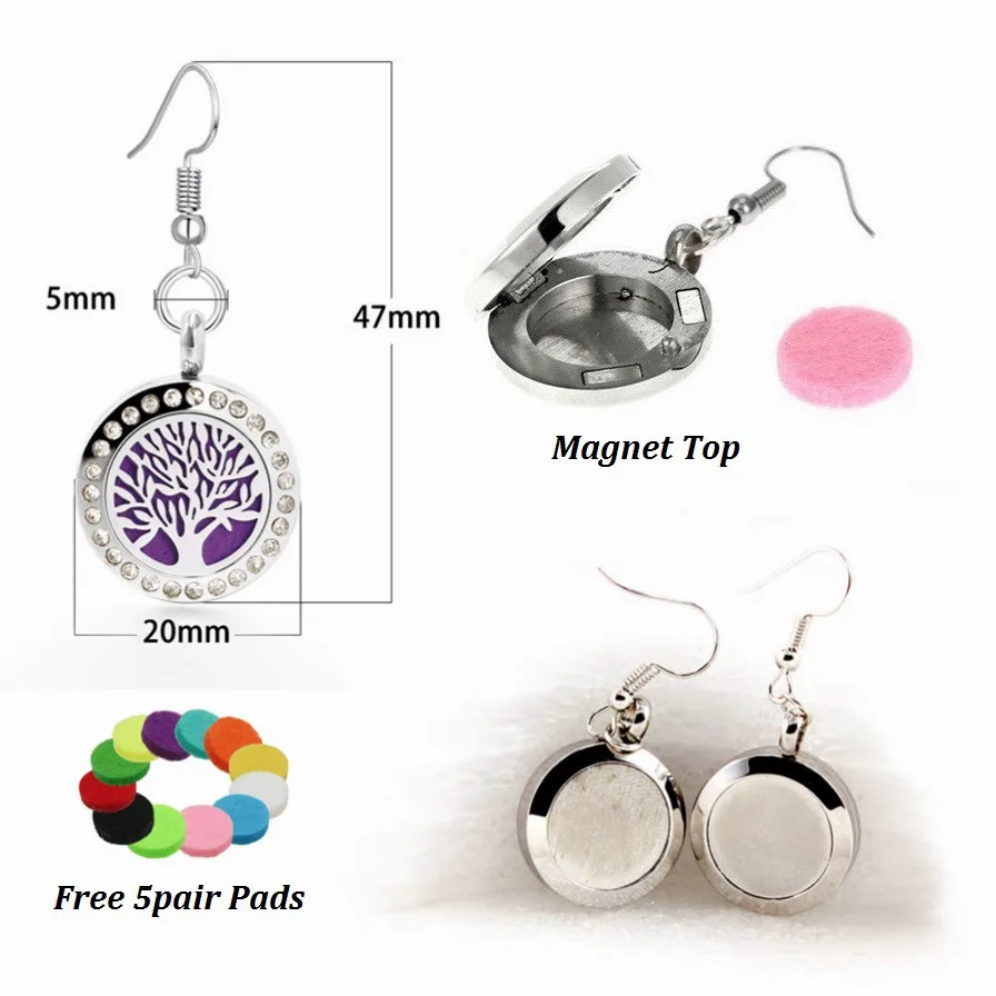 Cufflinks Earring Diffuser Locket 20mm Stainless Steel Essential Oil Perfume Aroma Jewery For Women Kids Gift 10pcs Free Pads