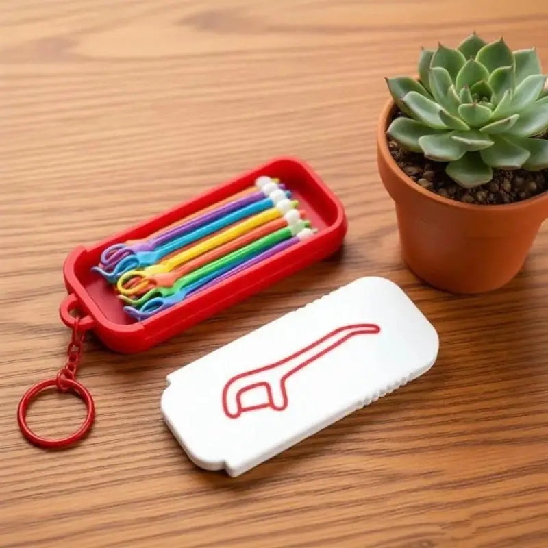 Weiße Zahnpflegebox, Mini-Zahnstocher- und Zahnseiden-Organizer, Schiebe-Aufbewahrungsbox für kleine Gegenstände, für Zuhause, Büro und Reisen. – Detail 3
