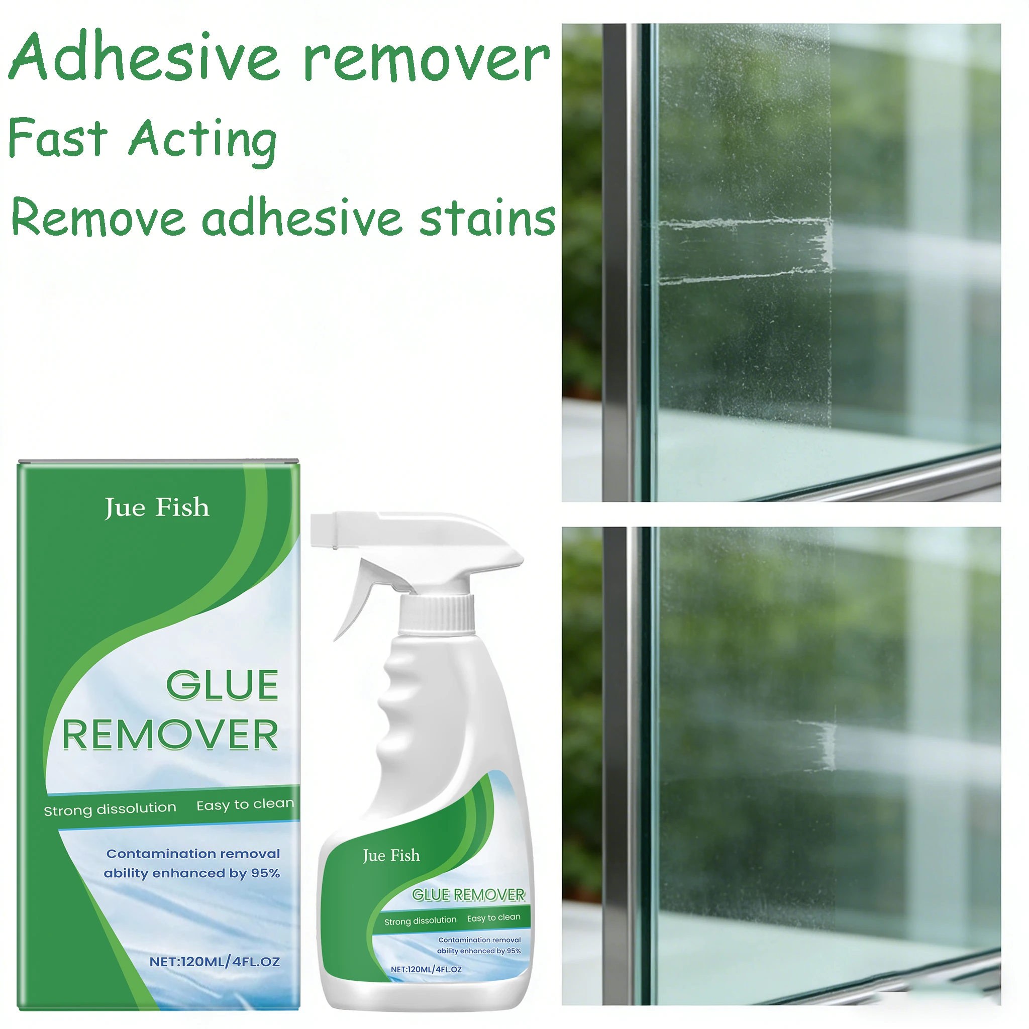 

120ML Household Adhesive Remover Spray Reduce Glue Residue Quickly Sticker Remove Dissolve Glue Stains for Glass Doors & Windows
