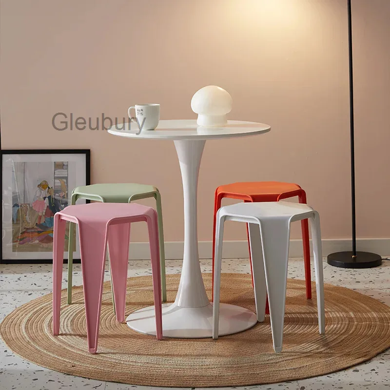 Stackable For Home Use Plastic Stools Restaurant Spare Portable Dining Stools Minimalist Leisure Simplebench Furniture