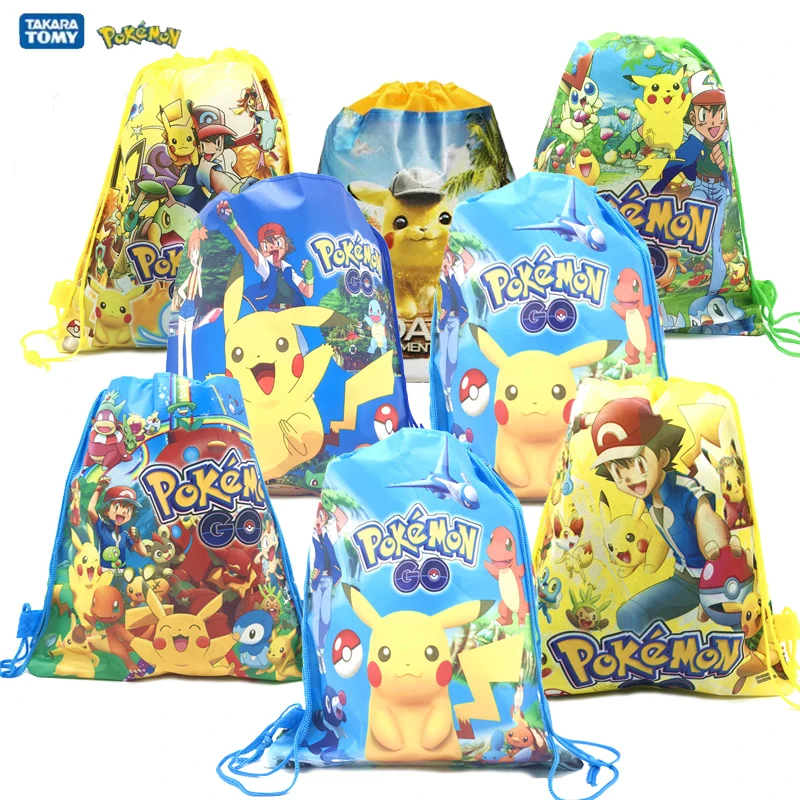 

Pikachu Bags Cute Pokemon Cartoon Children's Toy Drawstring Bag Kindergarten Boy Shoulder Children Backpack Birthday Toy Gift