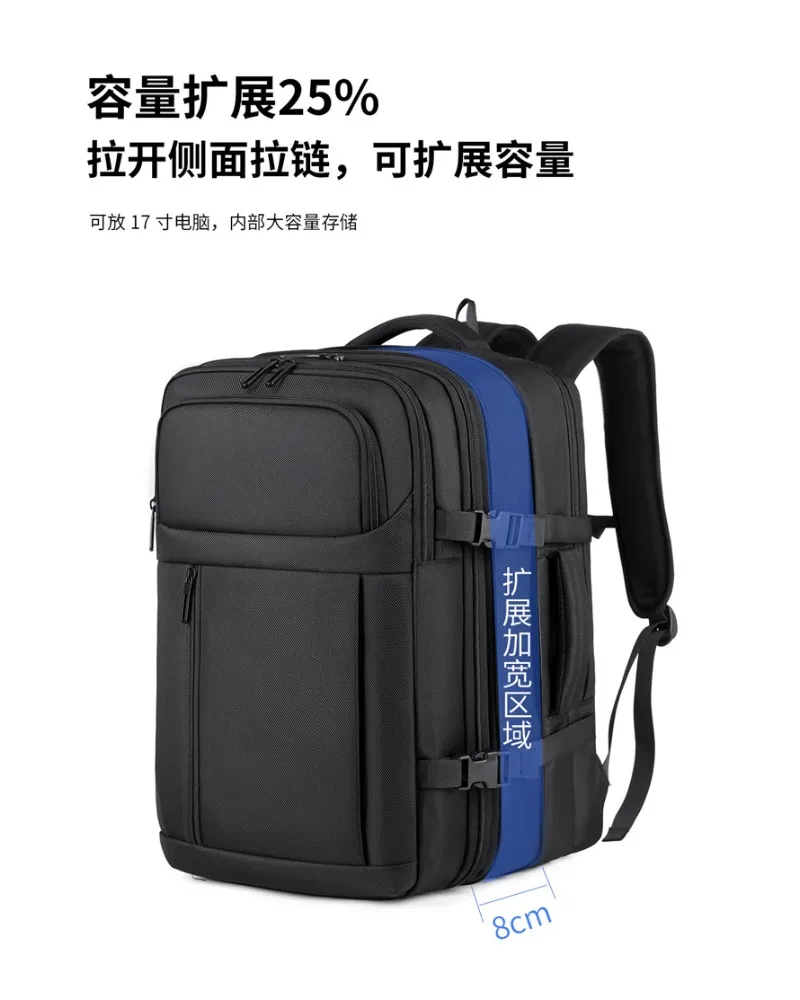 

Black multi compartment business laptop backpack with side adjustment straps water resistant fabric suitable for office work