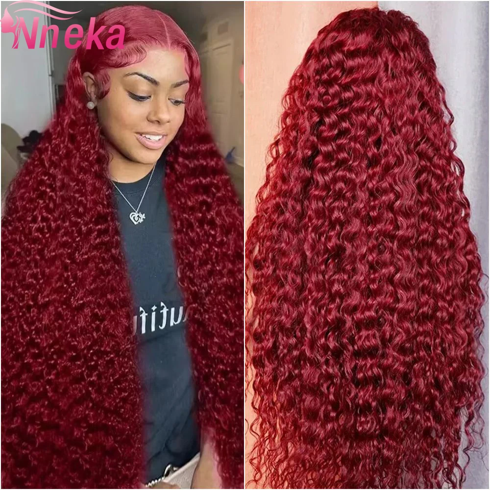 

Бордовый парик из натуральных волос 99J, 13x6, с глубокими волнами, на кружевной основе, предварительно проработанный, 13x4 HD прозрачный кружевной фронтальный парик для женщин