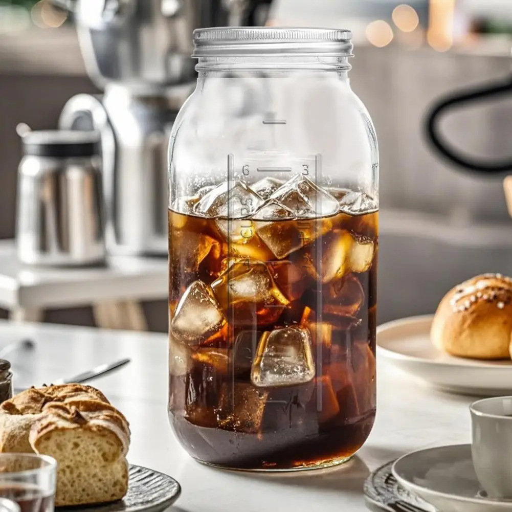 2000ML Wide Mouth Mason Glass Jar, Large Food Storage Jar with Lid, Dishwasher Safe Storage Container for Canning, Pickling, Jui - view 5