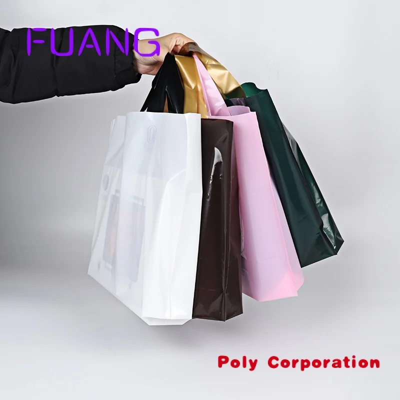 Custom  custom design logo printing plastic tote punching clothes shopping bags packaging gift bags hdpe poly packing bag with h