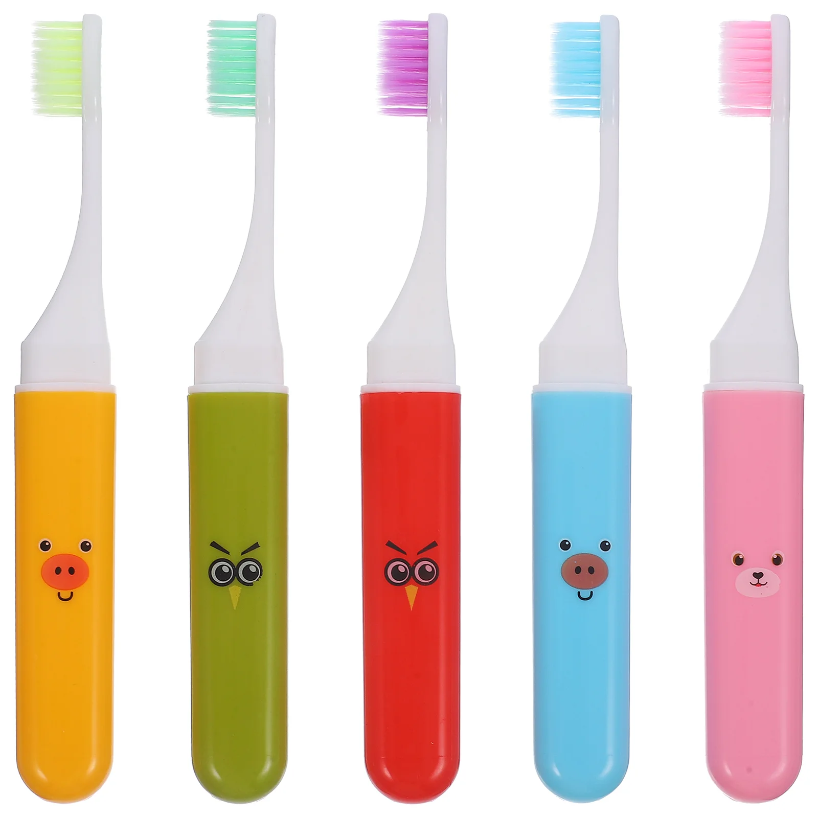 

5 Pcs Children's Folding Toothbrush Soft Bristle Kids Daily Travel Manual Mini Size Plastic Cleaning Toothbrushes