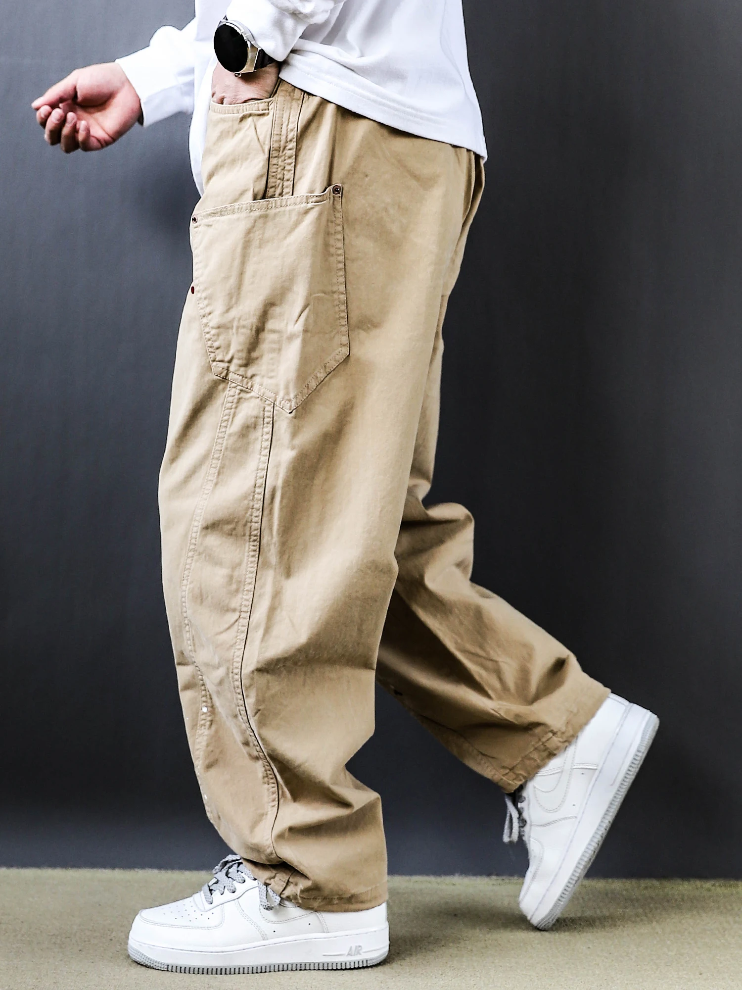 

Мужские рабочие брюки в американском ретро-стиле, свободные повседневные длинные брюки, весенне-осенние универсальные модные брендовые брюки-карго с множеством карманов