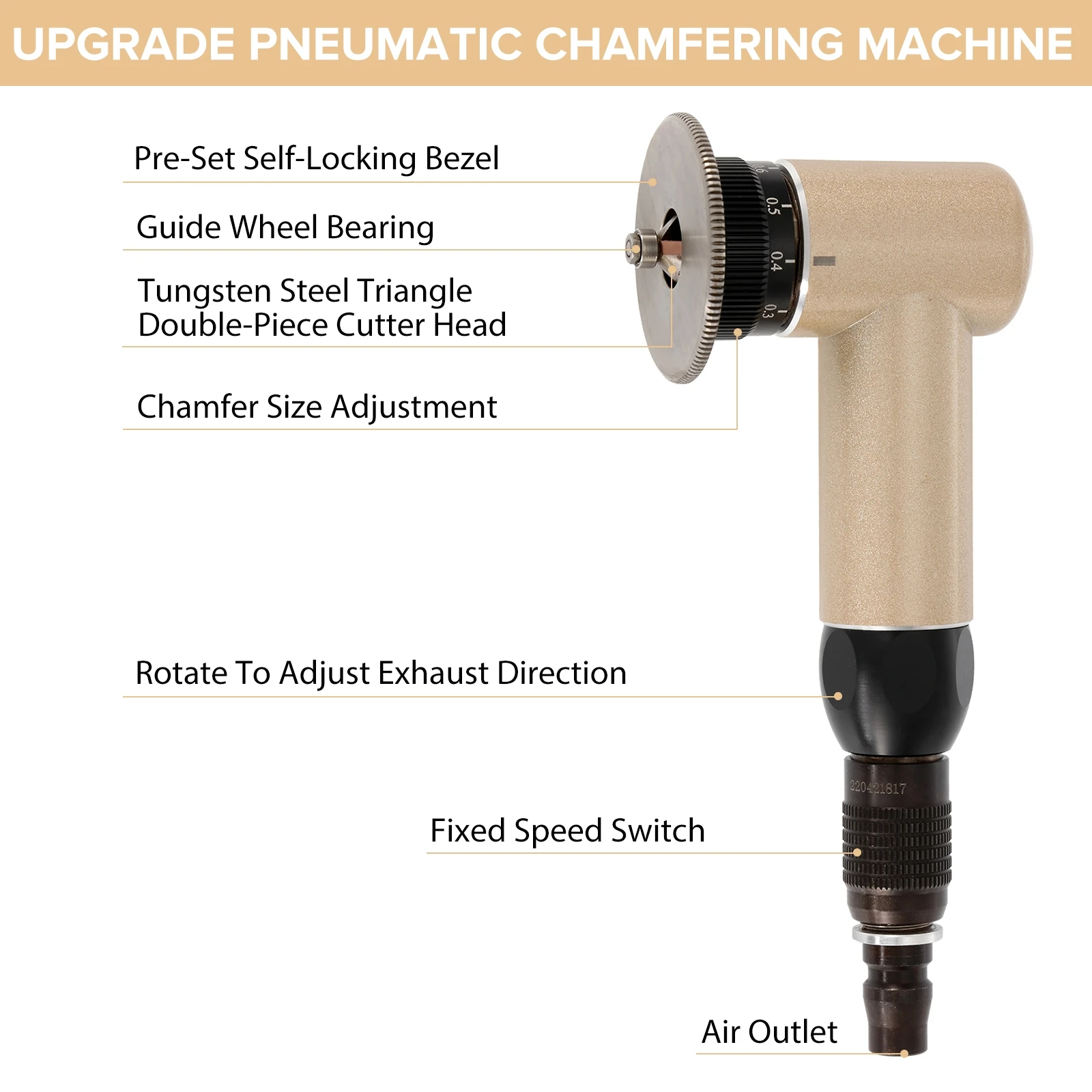 Mini  Chamfering Machine Pneumatic 45 Degree Arc Corner Hand Bevel Trimming Machine Portable Tool For Metal Trimming Deburring