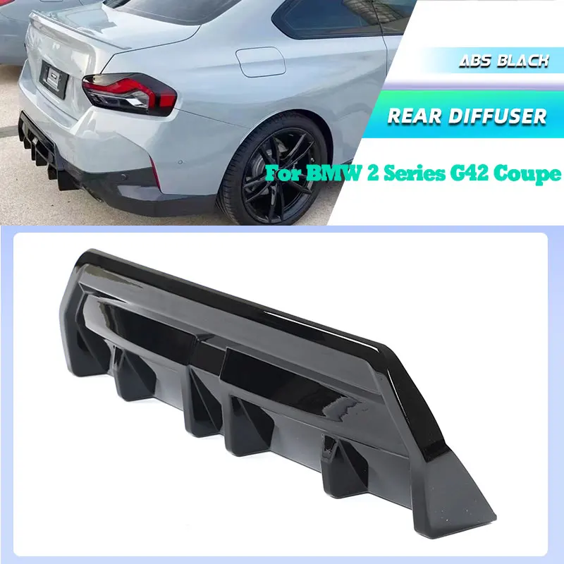 

Глянцевый черный автомобильный задний бампер из АБС-пластика, диффузор, спойлер для BMW 2, серия G42 Coupe 2021-2025, гоночный задний фартук, комплект кузова для губ