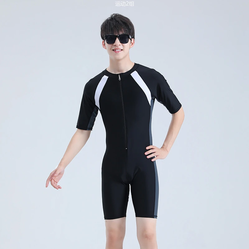 

One-piece swimsuit men's anti-embarrassment hot spring swimsuit teen quick-drying professional sunscreen surf suit swimsuit men