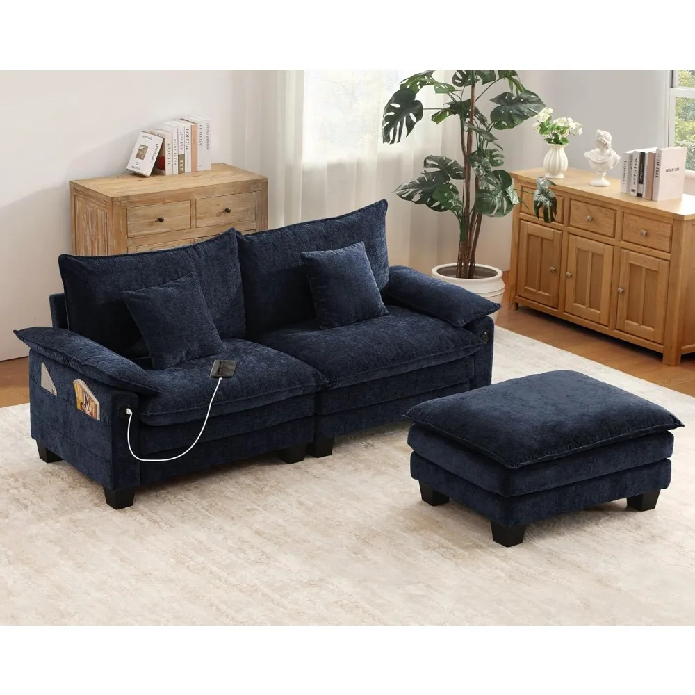 Modular Sectional Sofa 76.8'' Cloud Couch L Shaped Sectional Couches with Movable Ottoman, USB, Comfy Sectionals Sofa