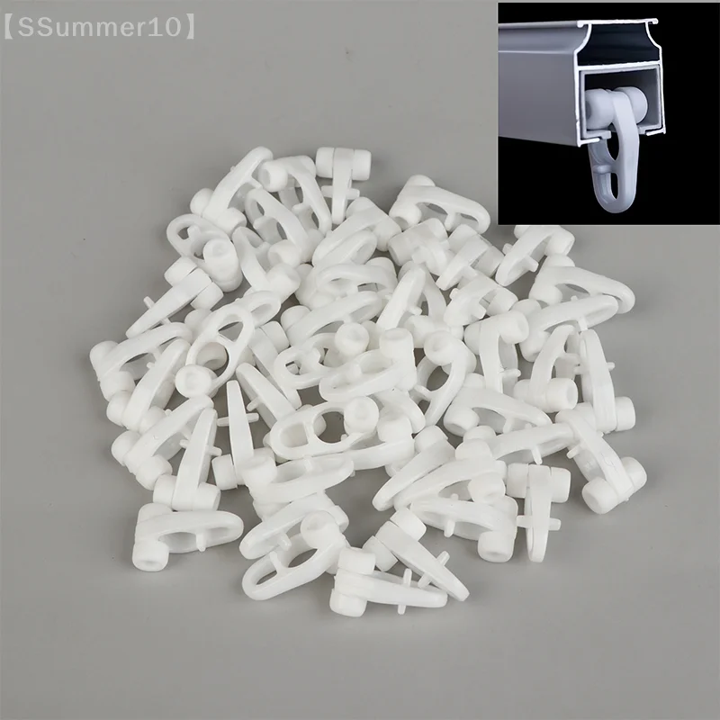 【SSummer10】50pcs Lightweight Curtain Rail Sliding Wheel Hook - Universal Straight Curved Rail Slider Curtain Hook Ring【SS】
